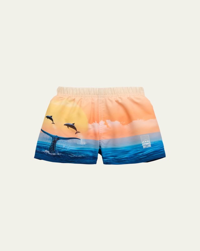 Boy's Newton Graphic Swim Trunks, Size Newborn-3